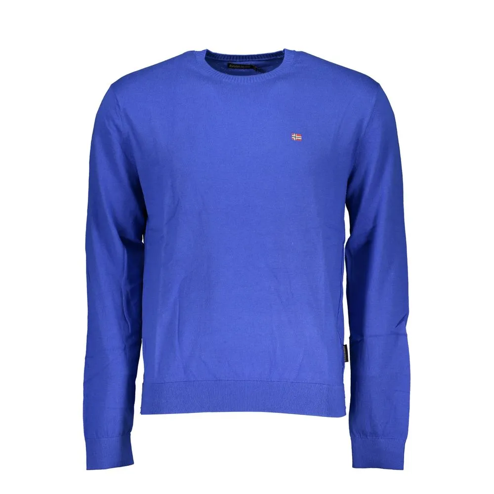 Napapijri Men's Chic Blue Crew Neck Embroidered Sweater
