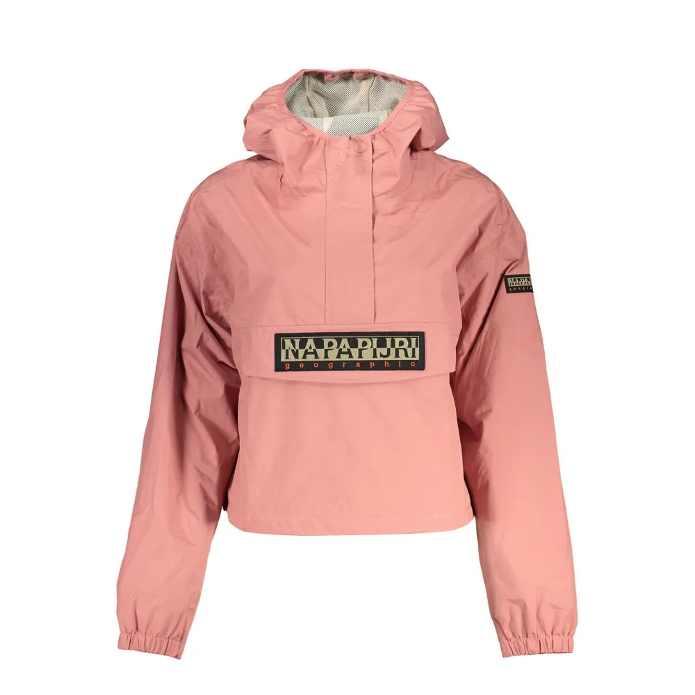 Napapijri Women's Elegant Pink Hooded Waterproof Sports Jacket