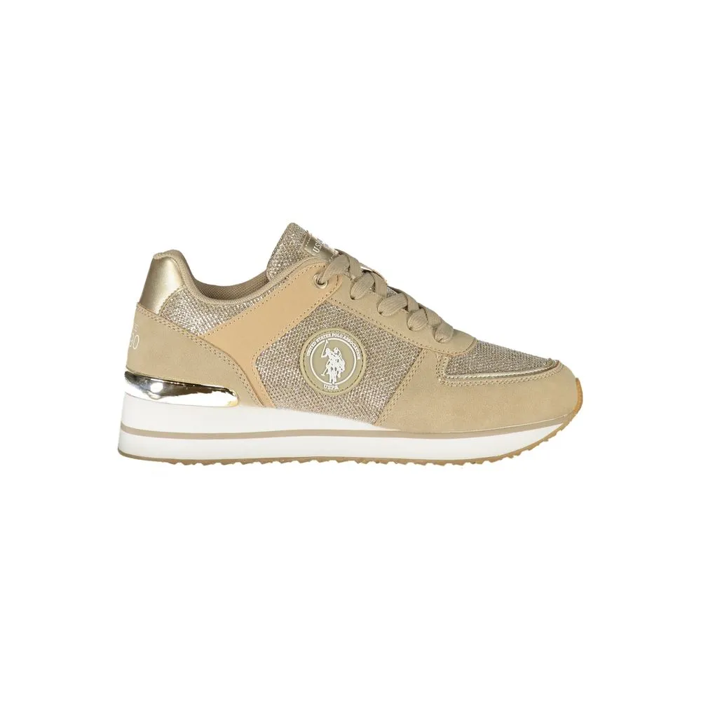 U.S. POLO ASSN. Women's Chic Gold Sneakers with Contrasting Details