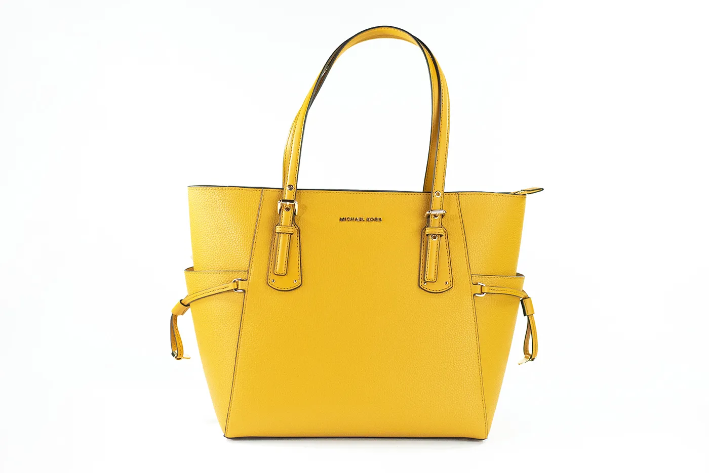 Michael Kors Women's Voyager Large Marigold Pebbled Leather East West Tote Bag Purse