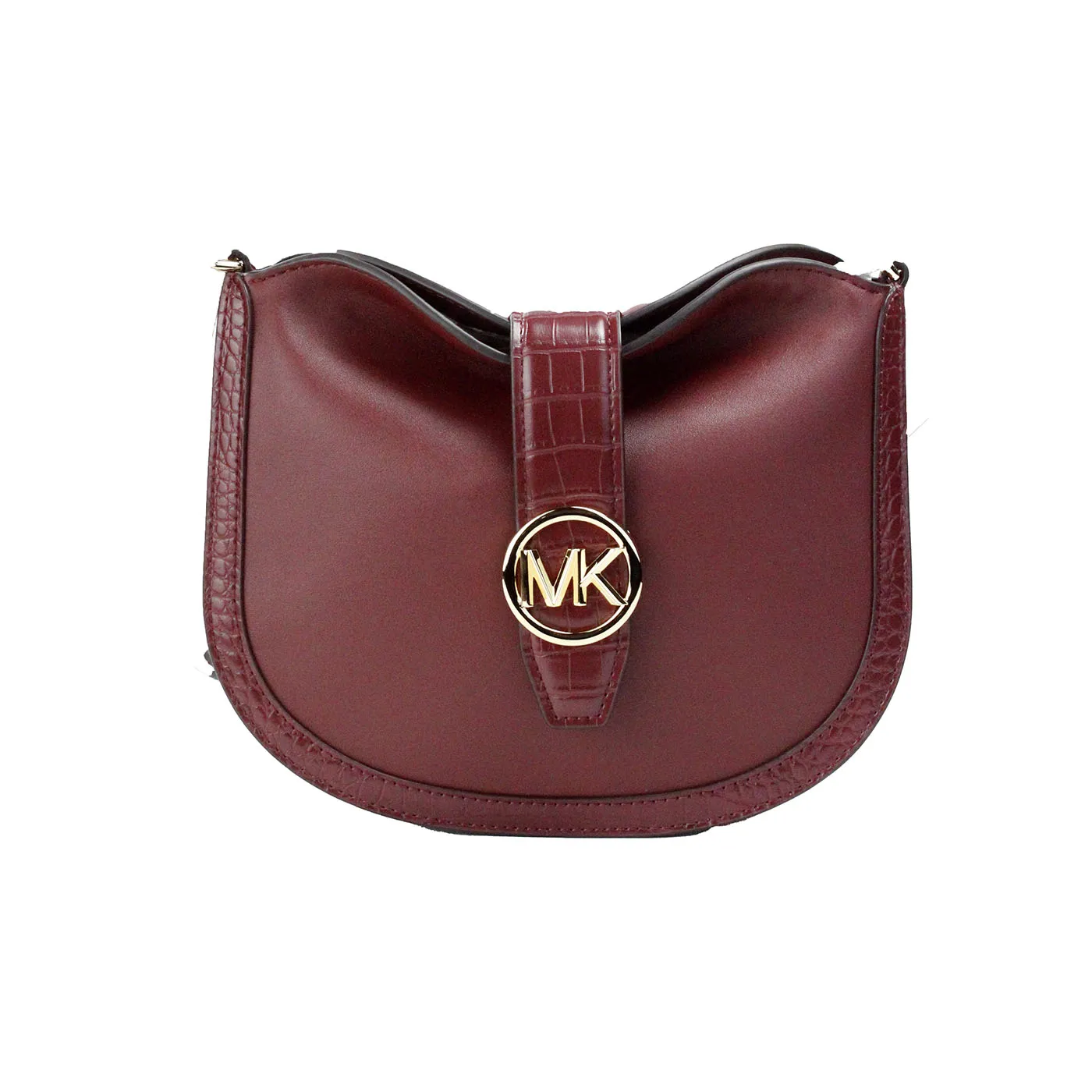Michael Kors Women's Gabby Small Dark Cherry Leather Foldover Hobo Crossbody Bag