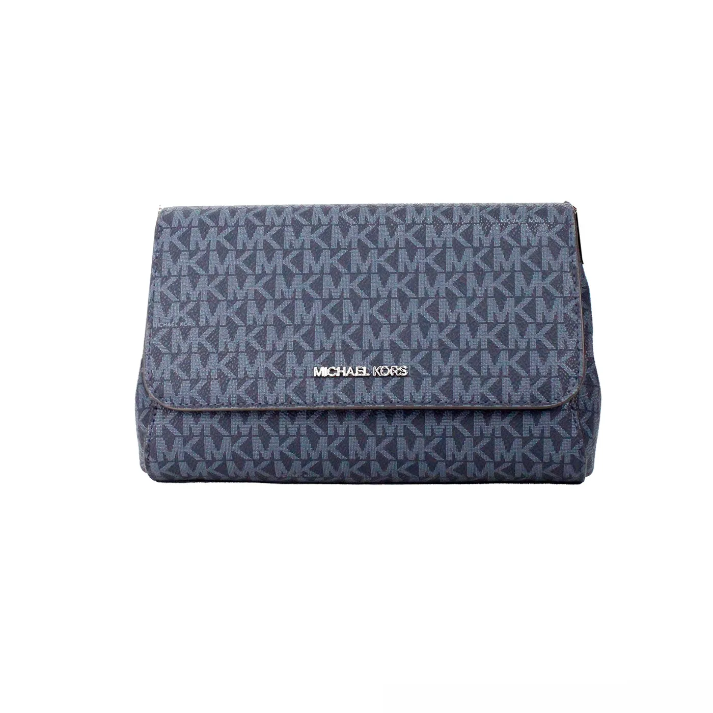 Michael Kors Women's Jet Set Medium Navy Blue PVC Convertible Pouchette Crossbody Bag