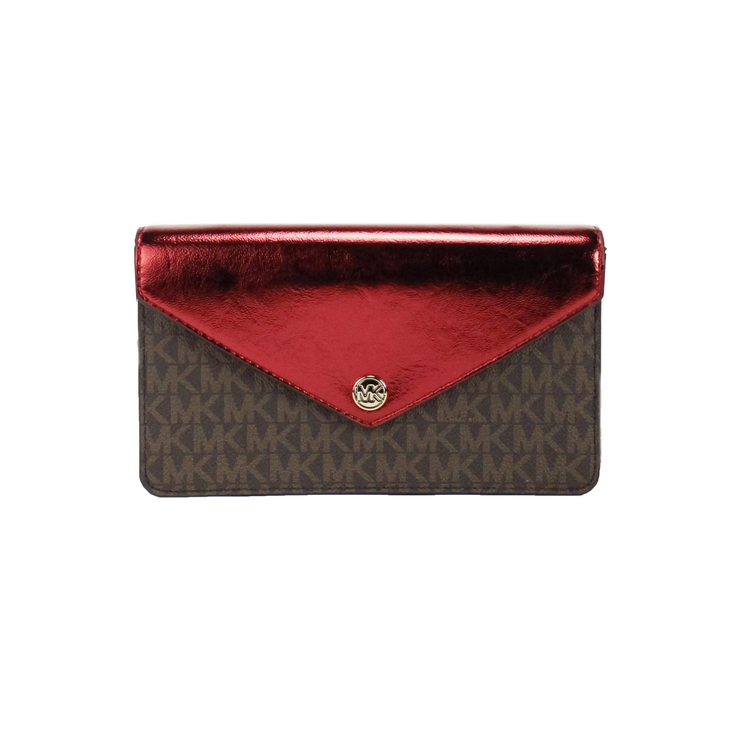 Michael Kors Women's Jet Set Travel Crimson Small Flap Clutch Crossbody Bag