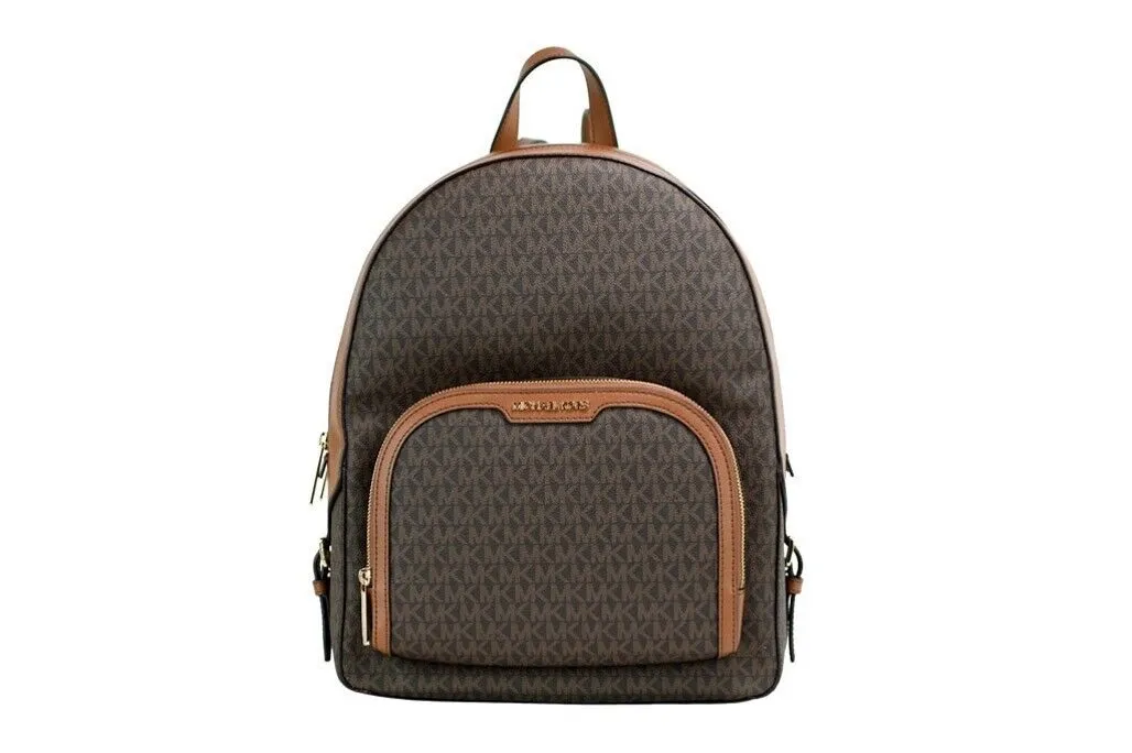 Michael Kors Women's Jaycee Large Brown Signature PVC Shoulder Backpack Bookbag