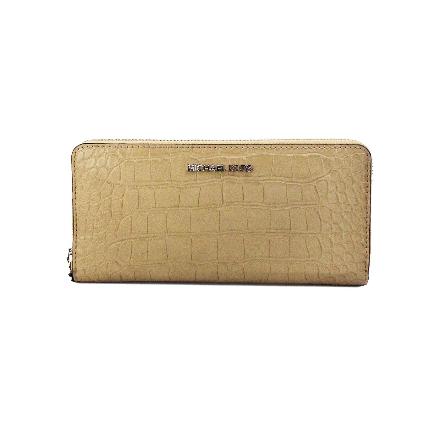 Michael Kors Women's Jet Set Large Camel Animal Print Leather Continental Wrist Wallet