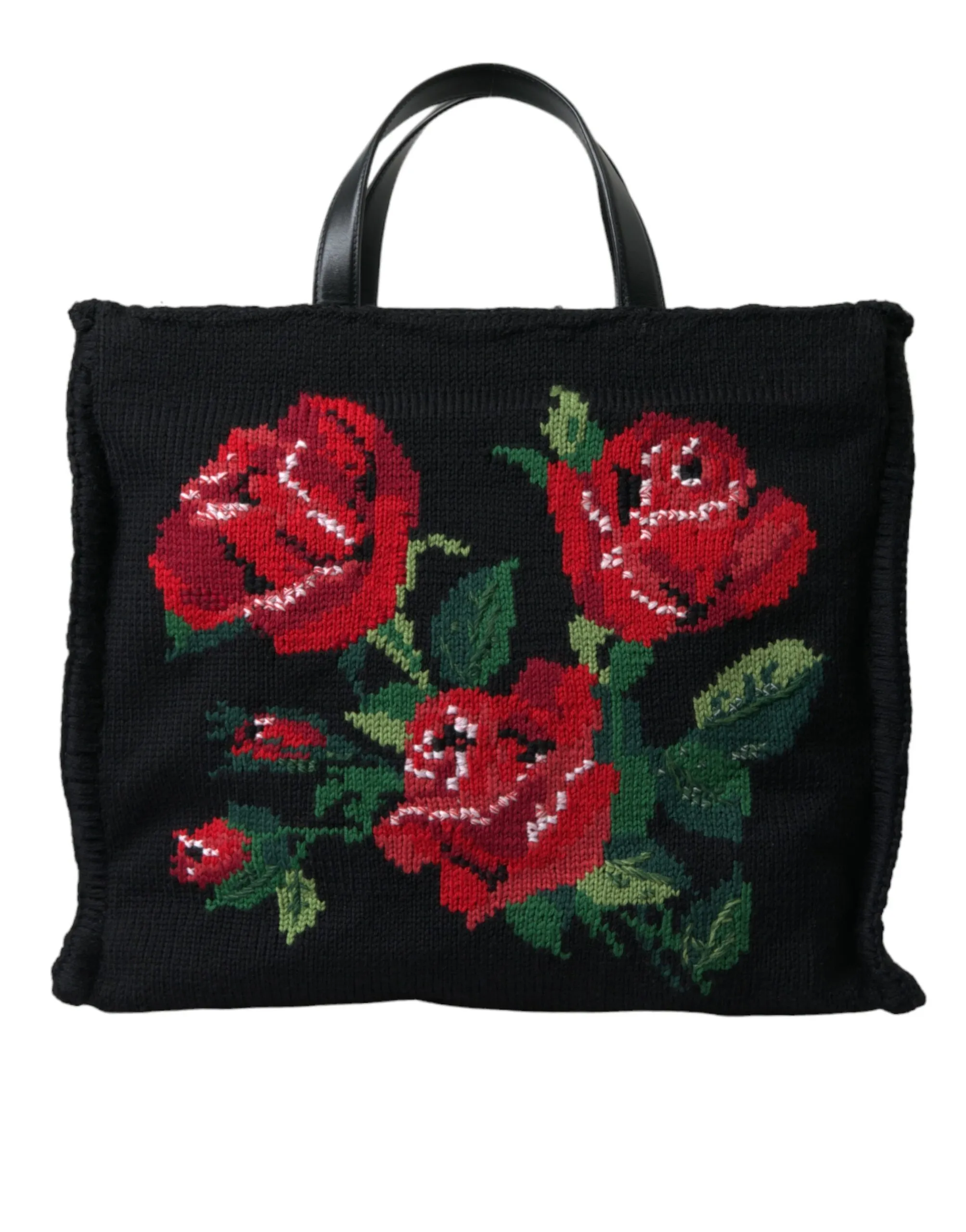 Dolce & Gabbana Women's Chic Embroidered Floral Black Tote