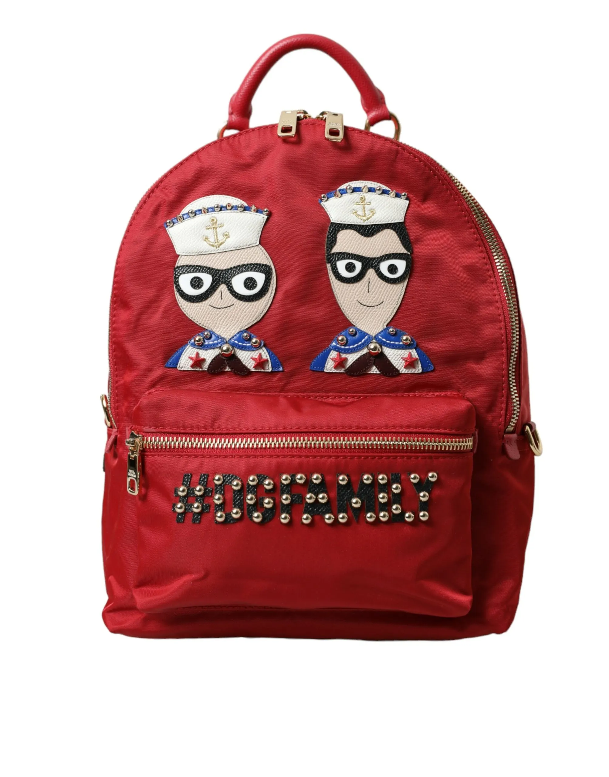 Dolce & Gabbana Women's Embellished Red Backpack with Gold Detailing