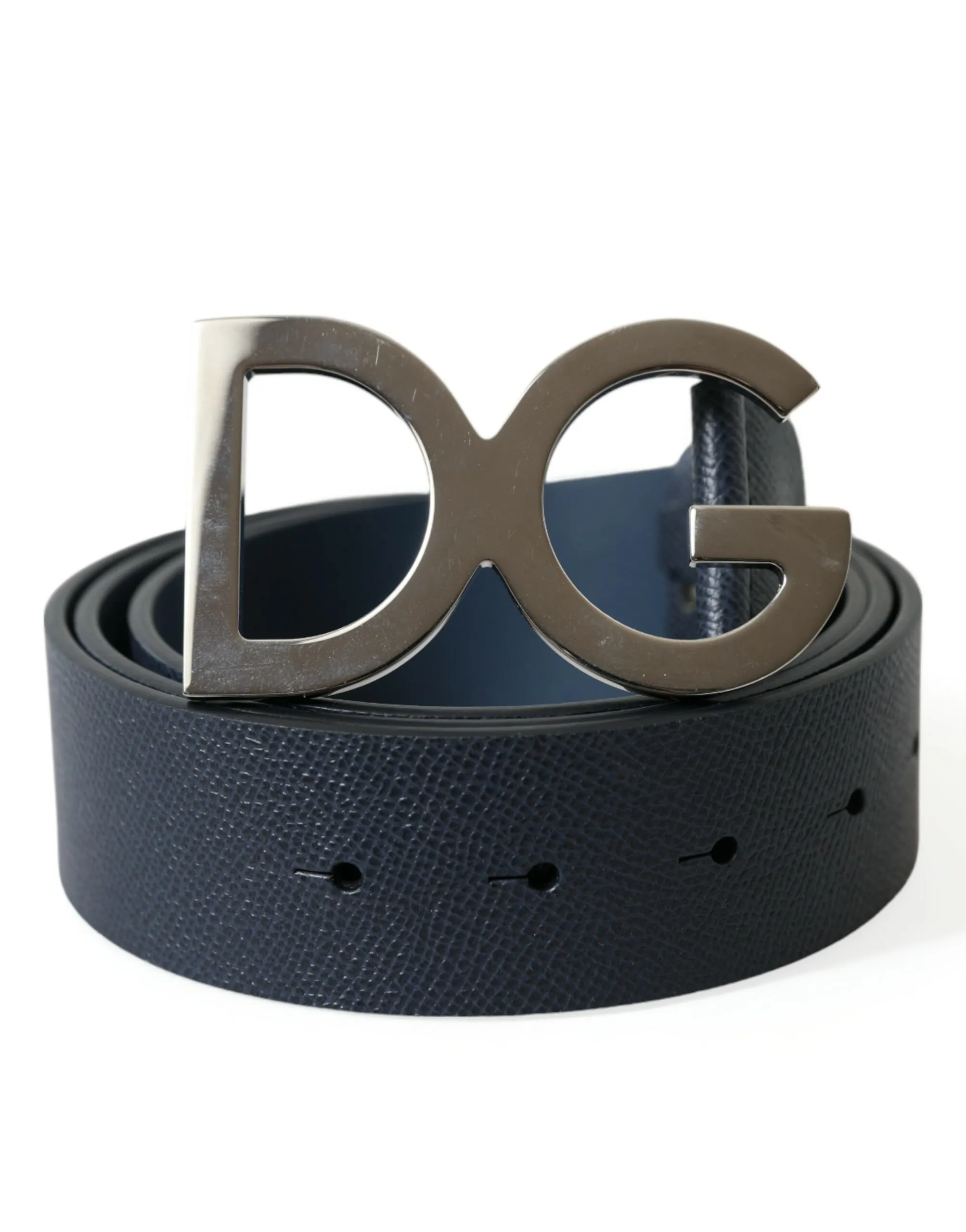 Dolce & Gabbana Men's Elegant Blue Leather Belt with Metal Buckle