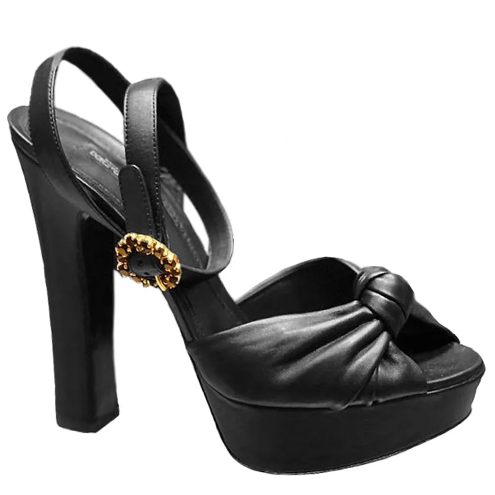 Dolce & Gabbana Women's Elegant Black Lambskin Jewel Sandals