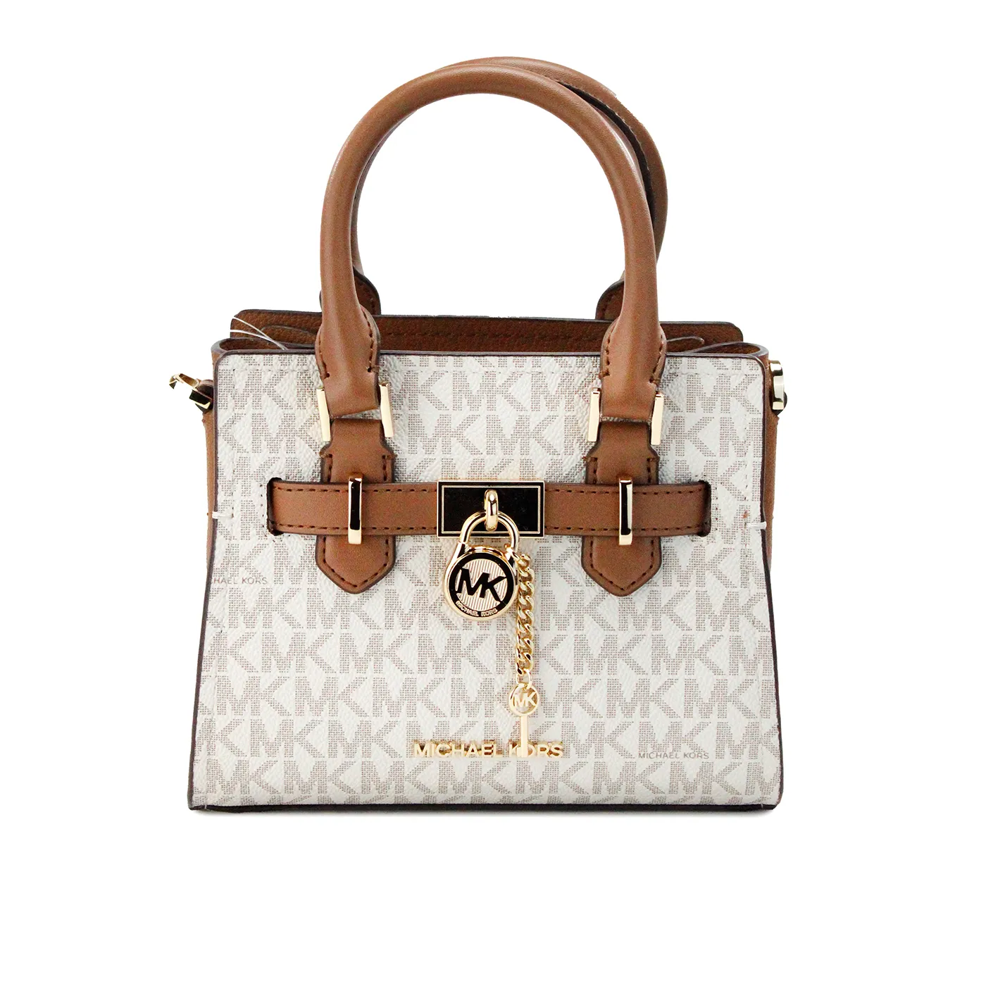 Michael Kors Women's Hamilton XS Small Vanilla PVC Leather Satchel Crossbody Bag Purse