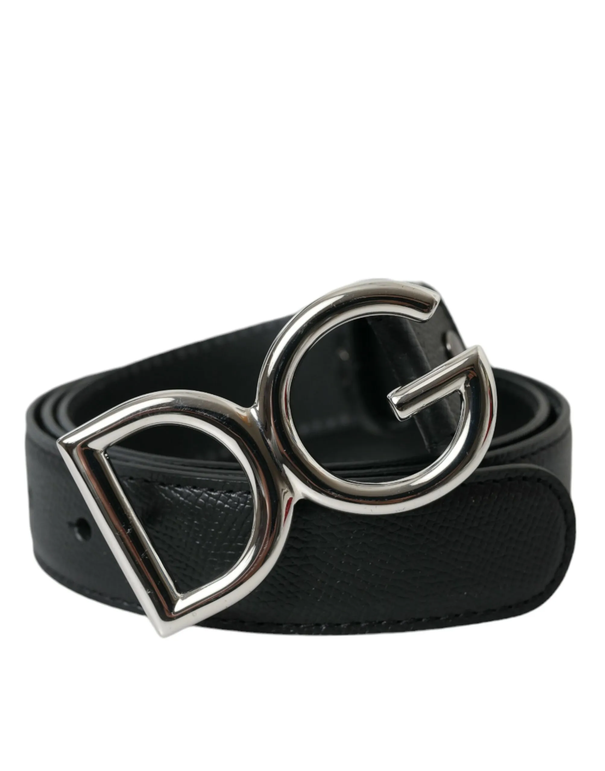 Dolce & Gabbana Men's Elegant Black Leather Belt with Metal Buckle