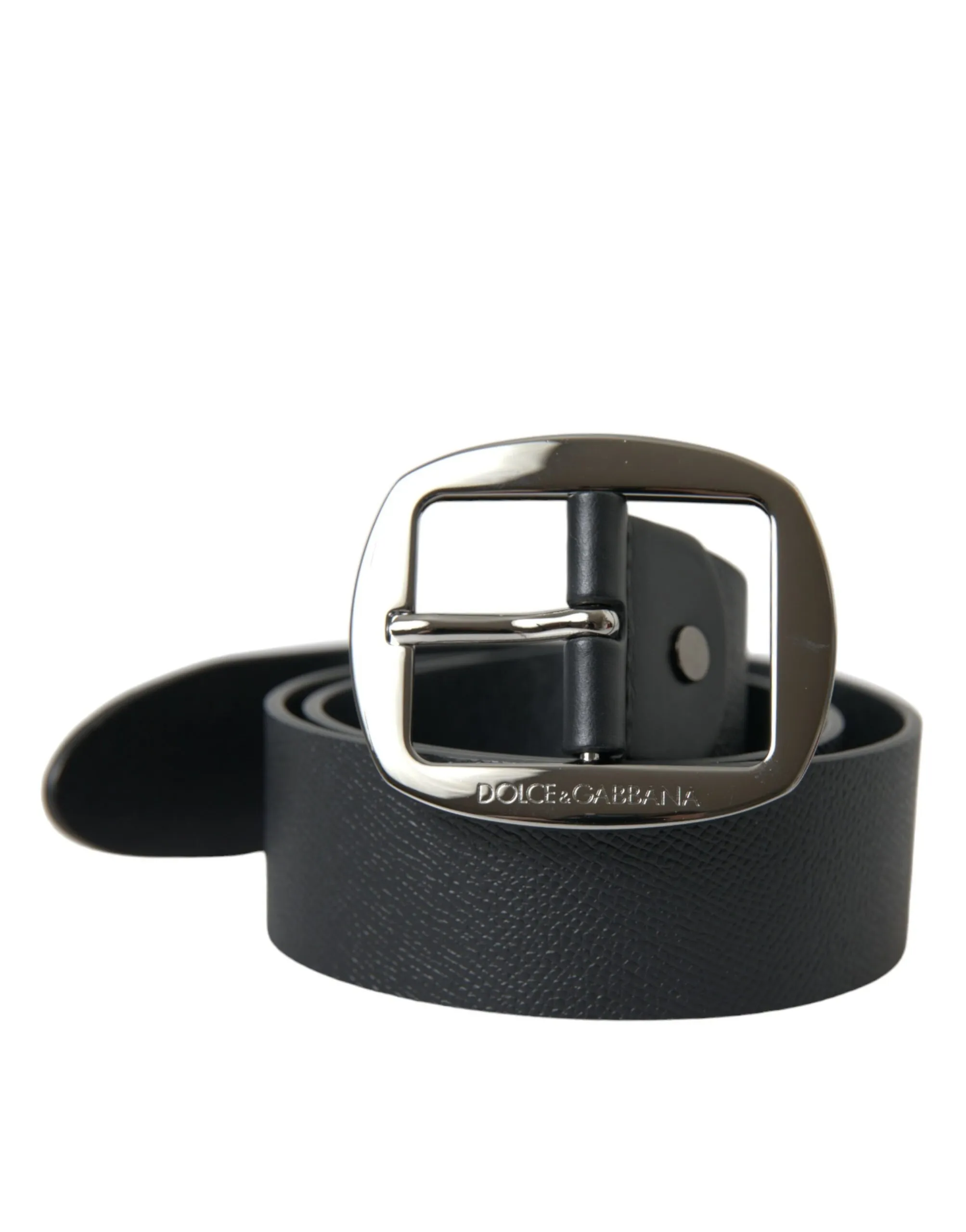 Dolce & Gabbana Men's Elegant Black Leather Belt with Metal Buckle
