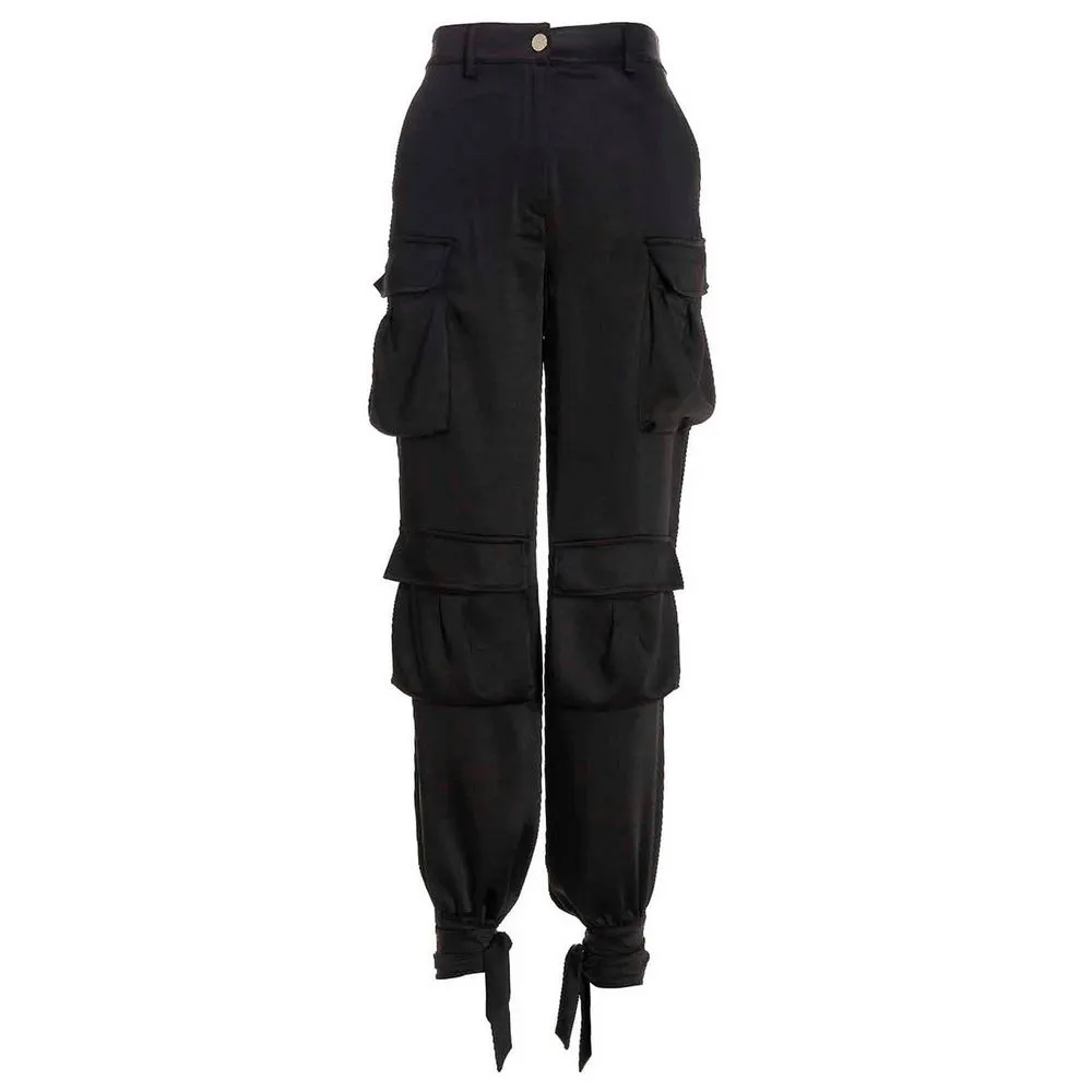 PINKO Women's Chic Bow-Adorned Black Trousers
