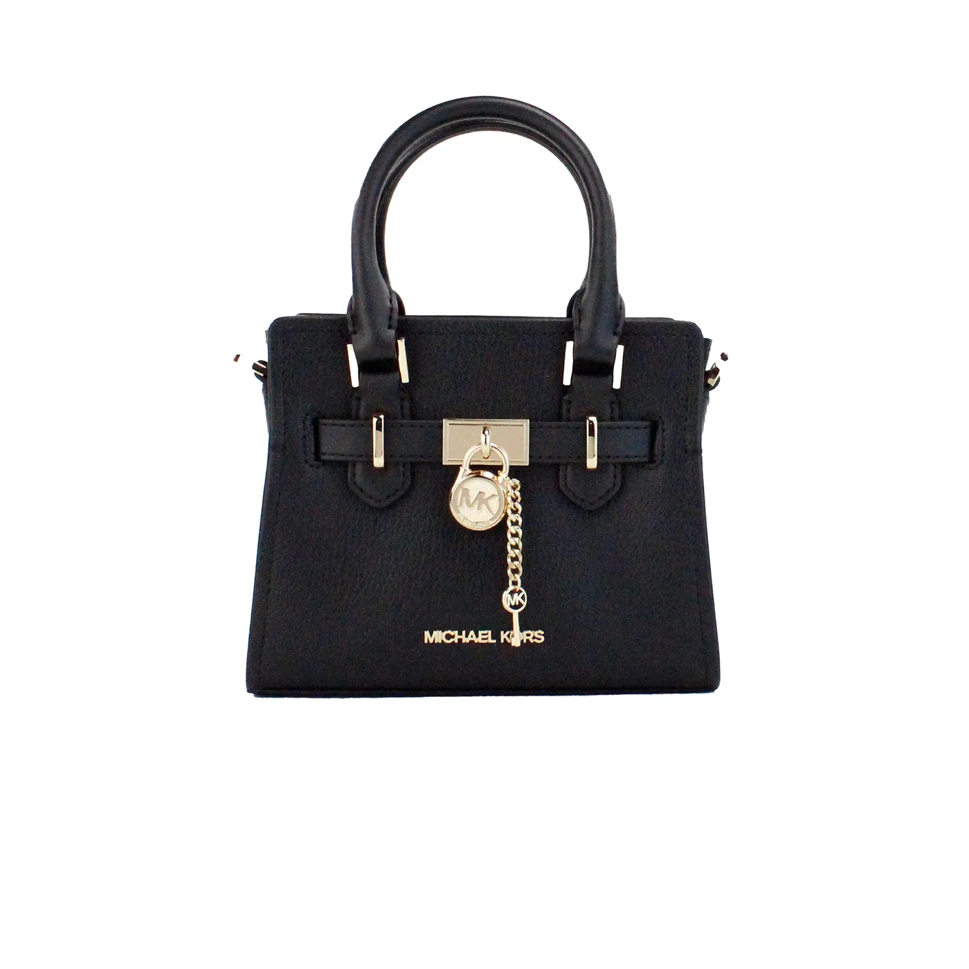 Michael Kors Women's Hamilton XS Small Black Grained Leather Satchel Crossbody Bag Purse
