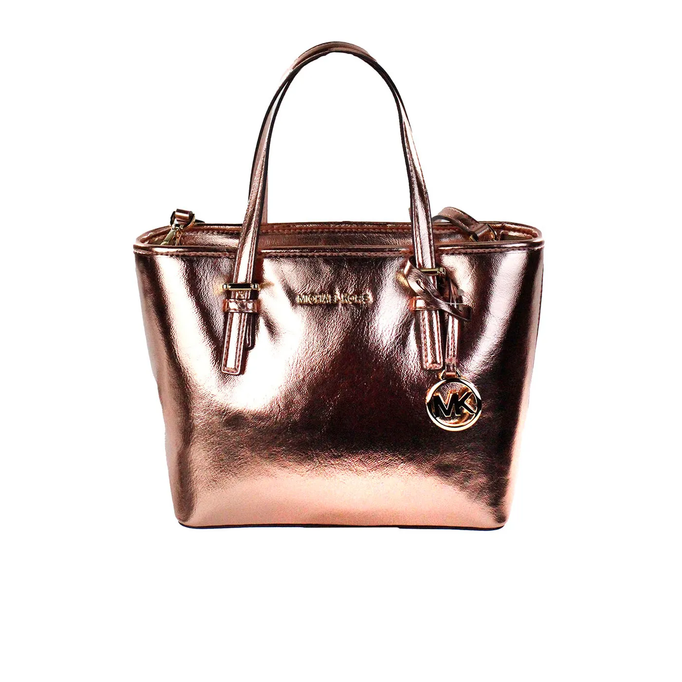 Michael Kors Women's Jet Set Primrose Metallic XS Carryall Top Zip Tote Bag Purse