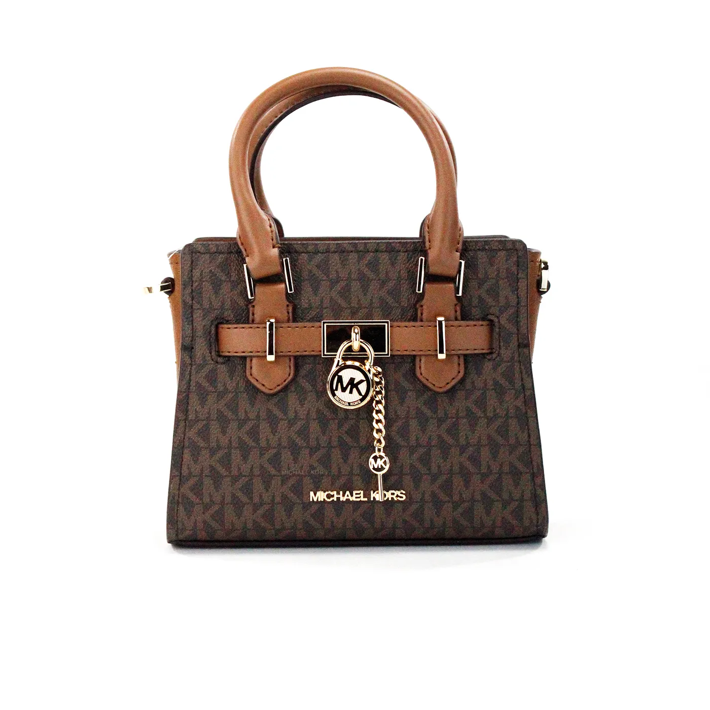 Michael Kors Women's Hamilton XS Small Brown PVC Leather Satchel Crossbody Bag Purse
