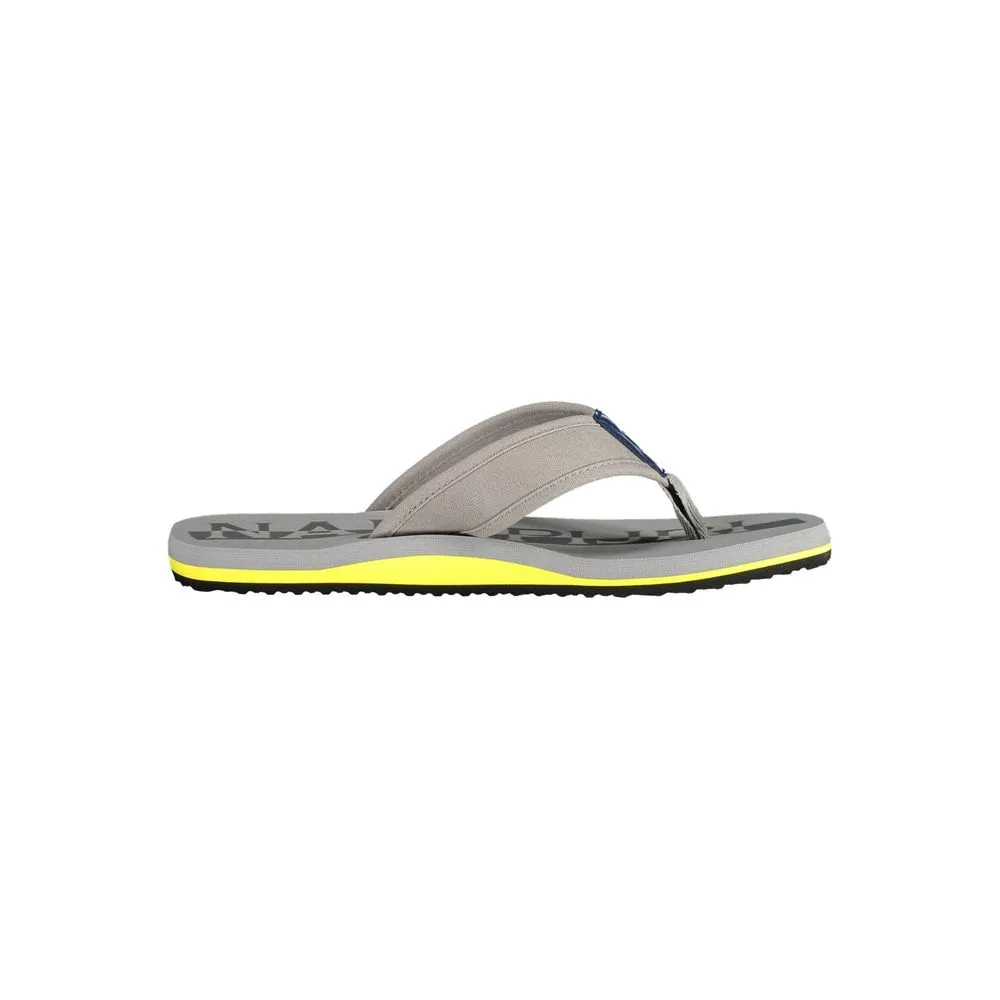 Napapijri Men's Elegant Gray Thong Sandals with Logo Detail
