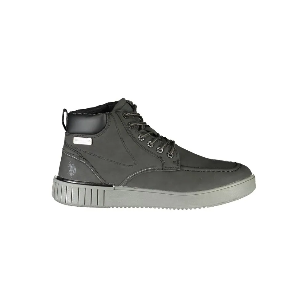 U.S. POLO ASSN. Men's Chic Black Lace-Up Boots with Contrast Details