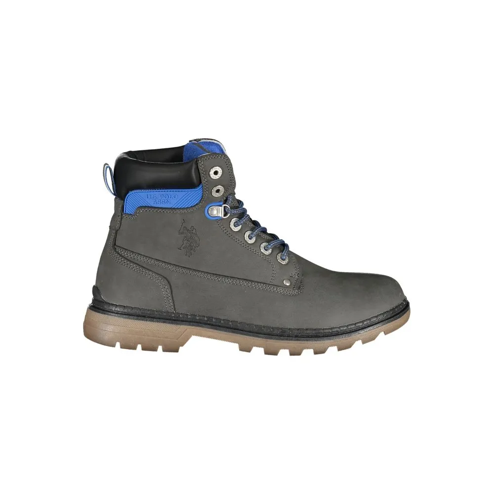 U.S. POLO ASSN. Men's Elegant Gray High Lace-Up Boots with Logo Detail