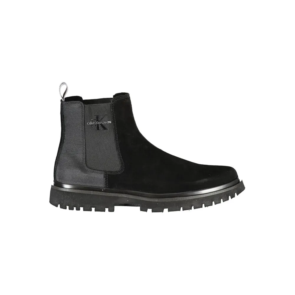 Calvin Klein Men's Chic Monochrome Ankle Boots with Logo Detail