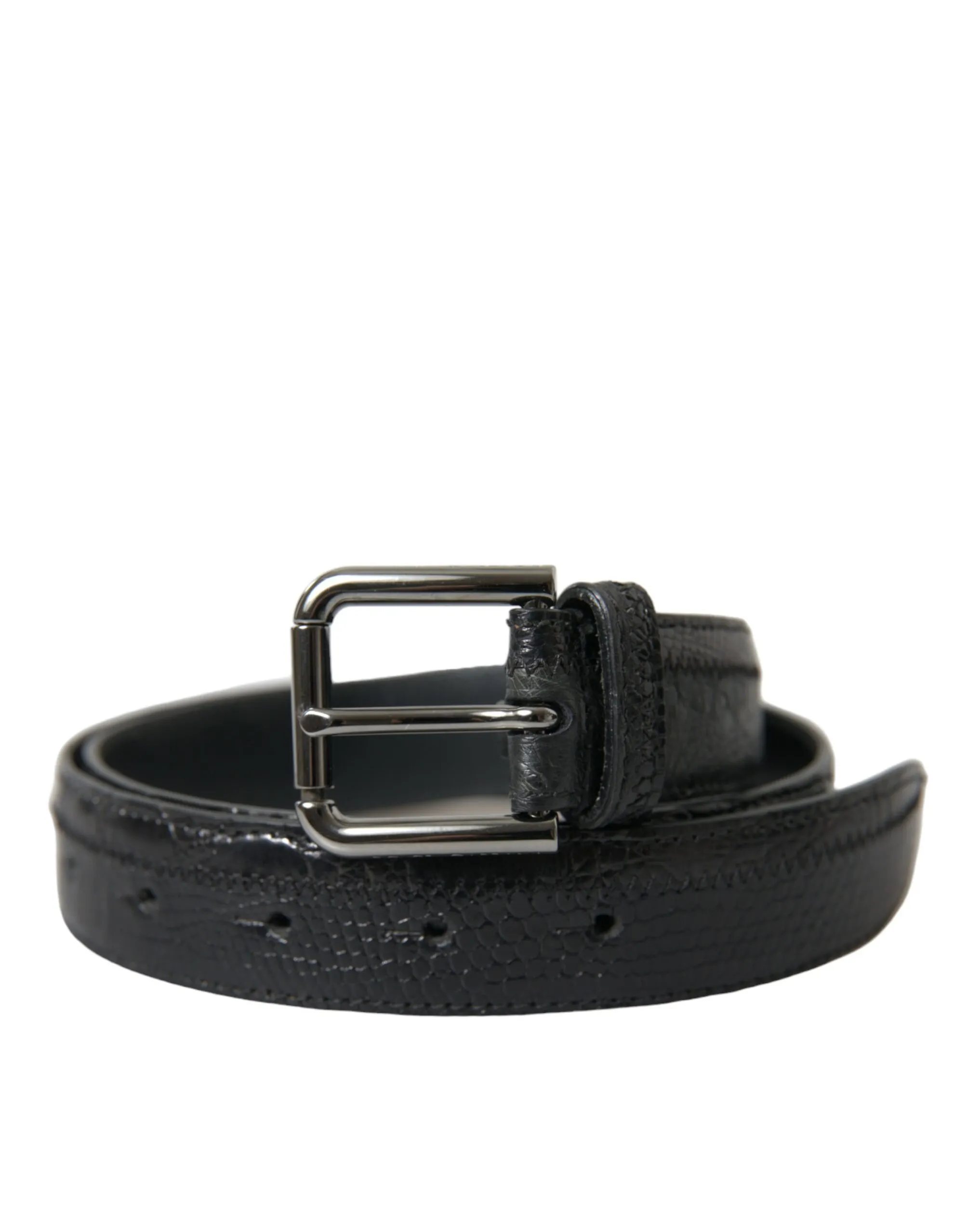 Dolce & Gabbana Men's Elegant Black Leather Belt with Metal Buckle