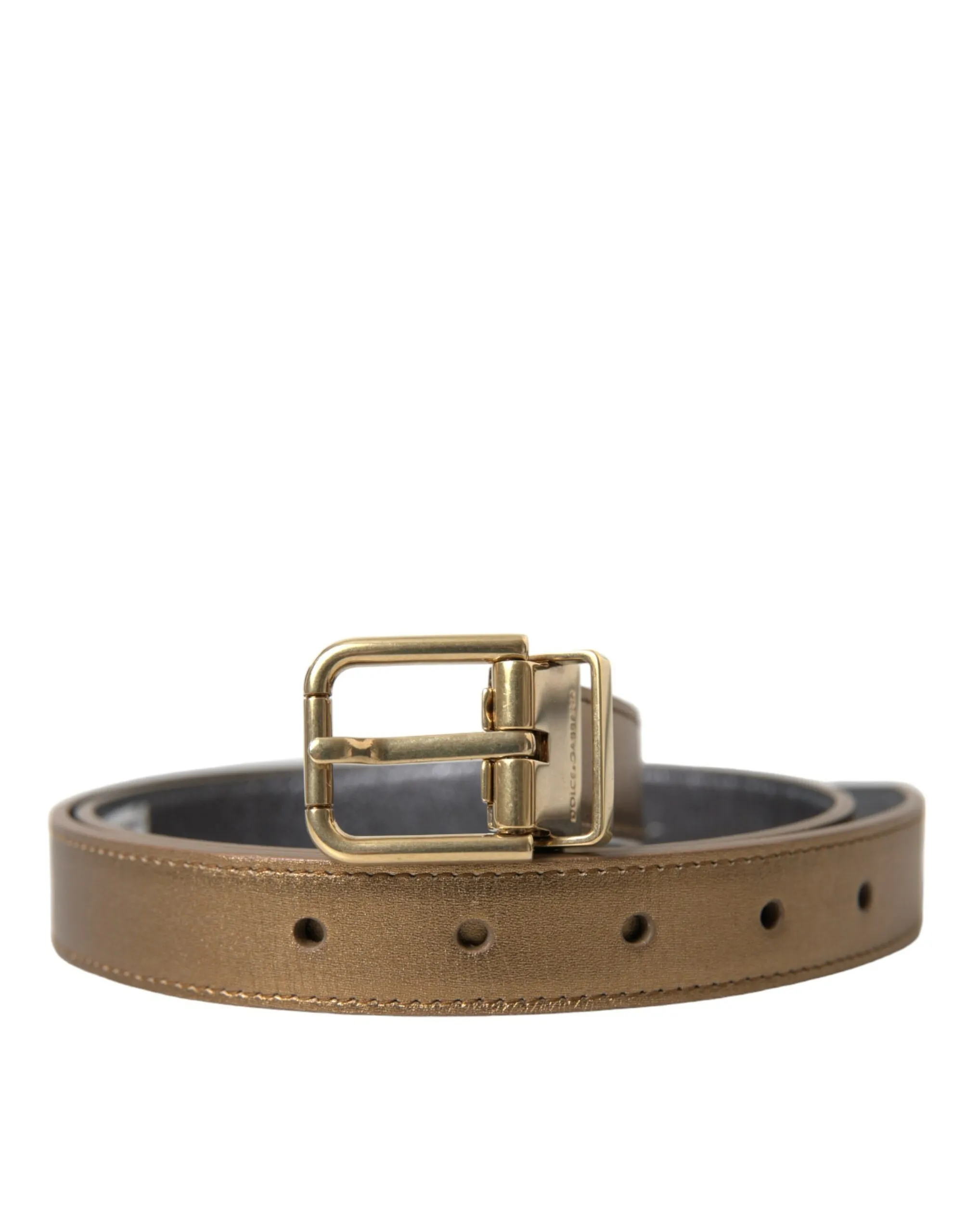 Dolce & Gabbana Men's Metallic Gold Leather Belt - Timeless Elegance