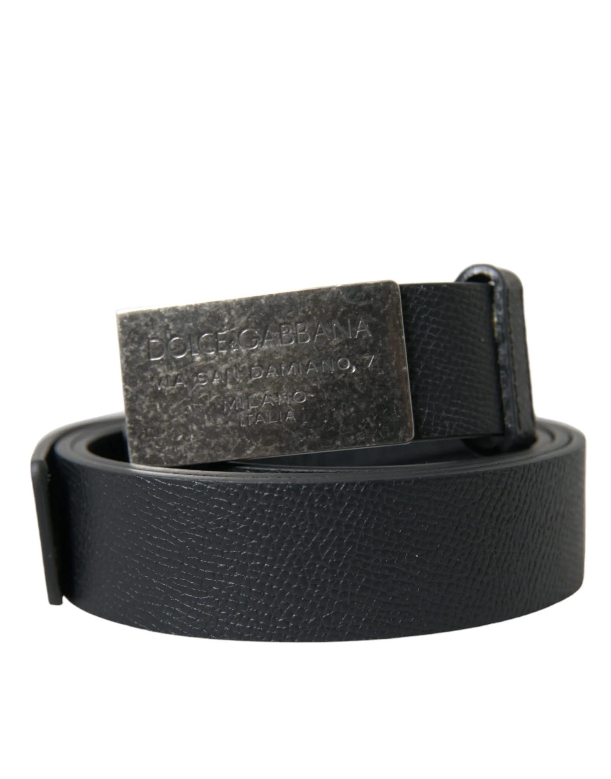Dolce & Gabbana Men's Elegant Black Calf Leather Belt with Metal Buckle