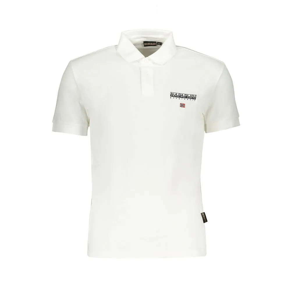 Napapijri Men's Elegant White Contrasting Polo for Men