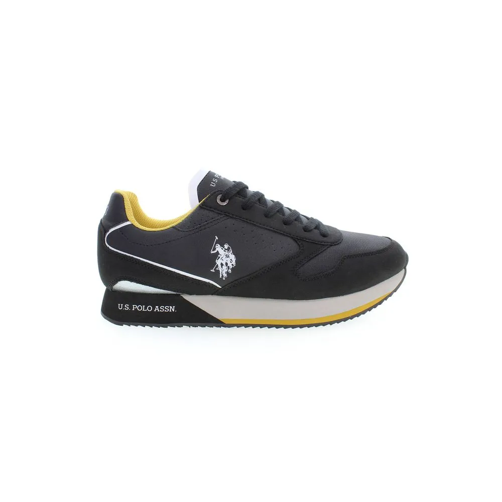 U.S. POLO ASSN. Men's Sleek Black Lace-Up Sports Sneakers