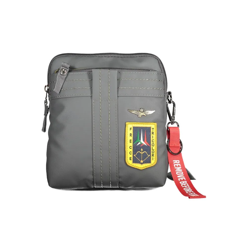 Aeronautica Militare Men's Elegant Gray Shoulder Bag with Contrasting Details