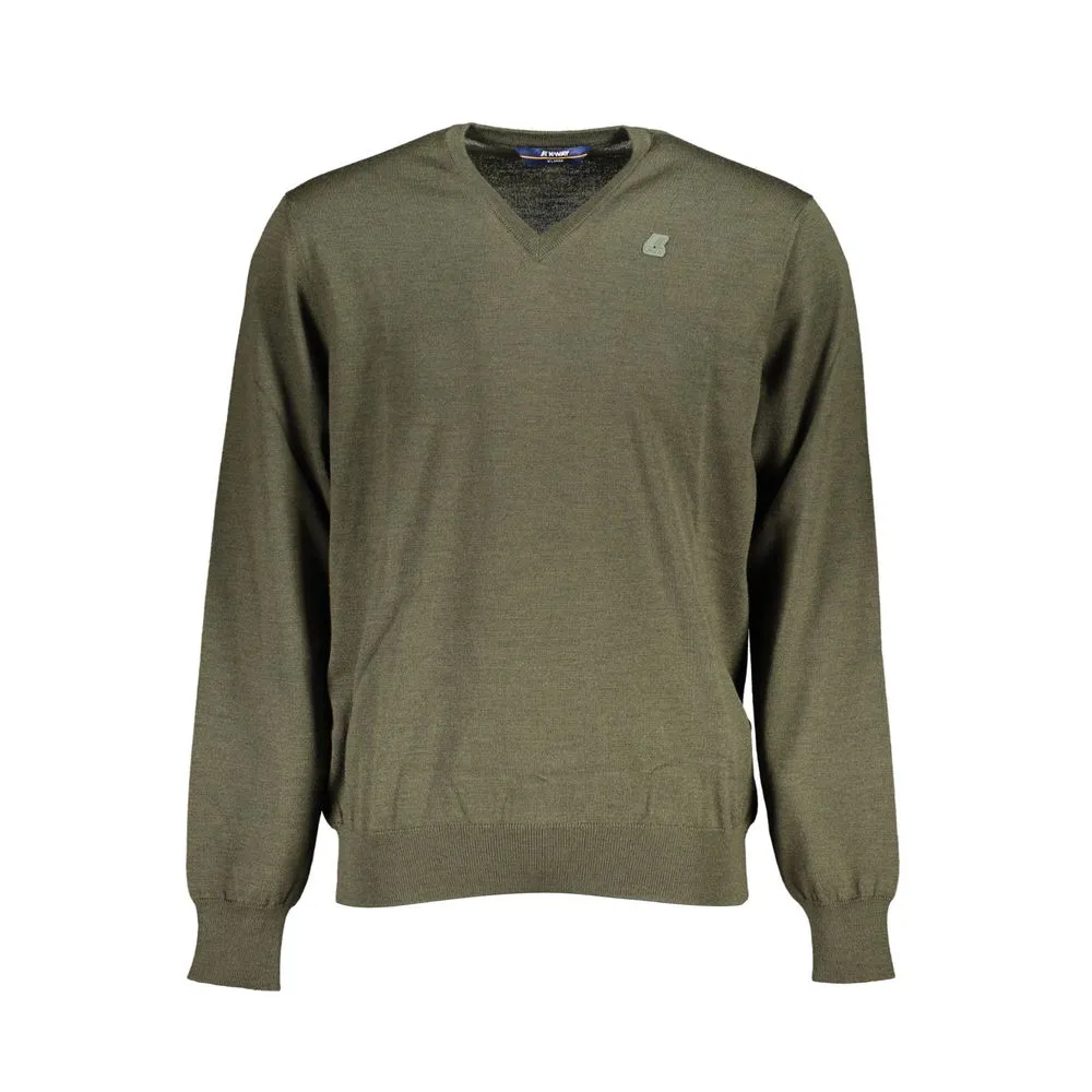 K-WAY Men's Emerald V-Neck Wool Sweater - Timeless Elegance