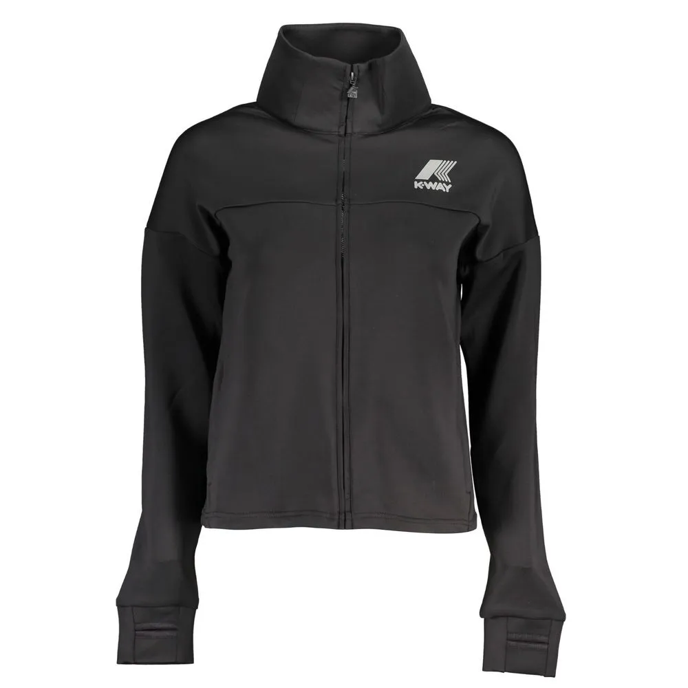K-WAY Women's Chic Zip-Up Long Sleeve Black Sweatshirt