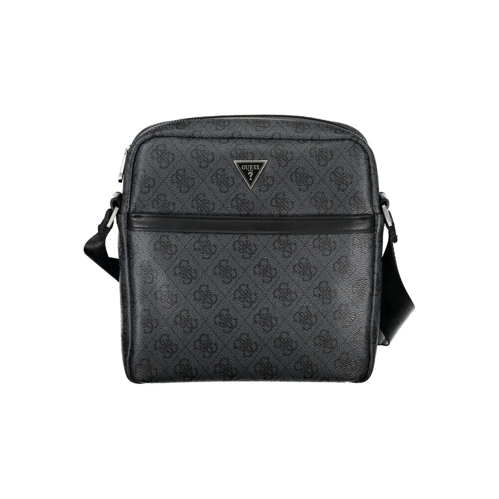 Guess Jeans Men's Elegant Black Shoulder Bag with Contrasting Details