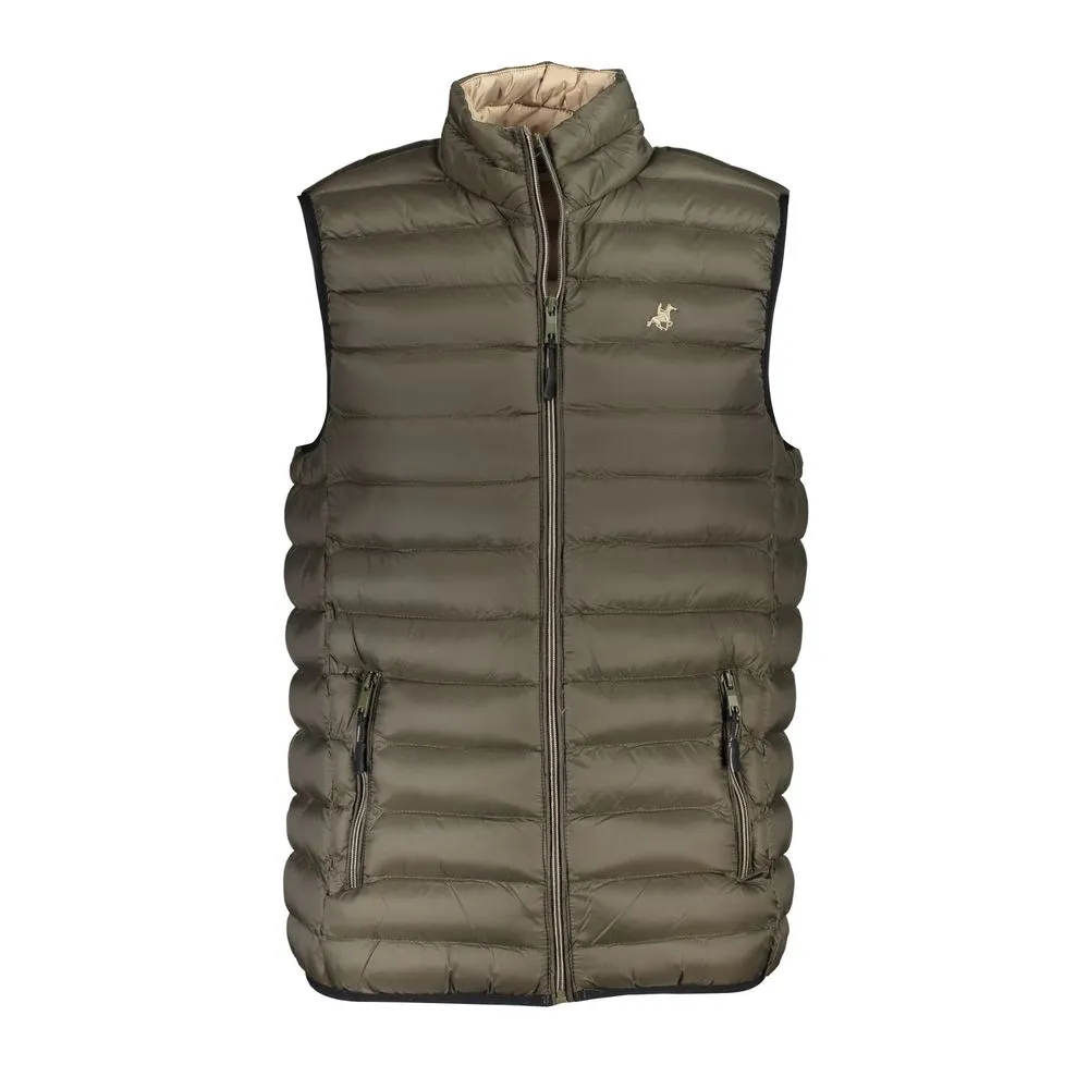 U.S. Grand Polo Men's Sleeveless Embroidered Green Jacket