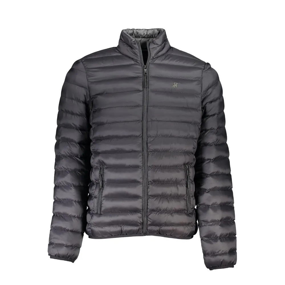U.S. Grand Polo Men's Sleek Black Long Sleeve Zip Jacket