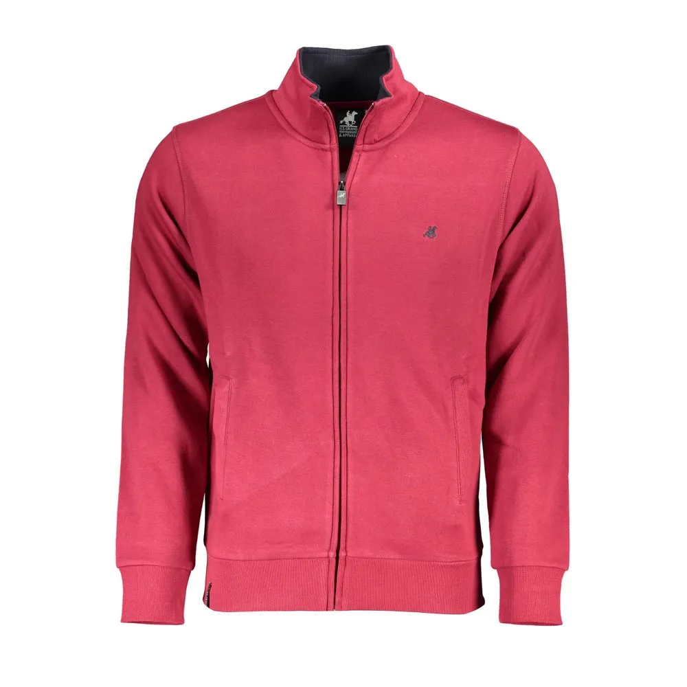 U.S. Grand Polo Men's Chic Pink Long Sleeve Zip Sweatshirt