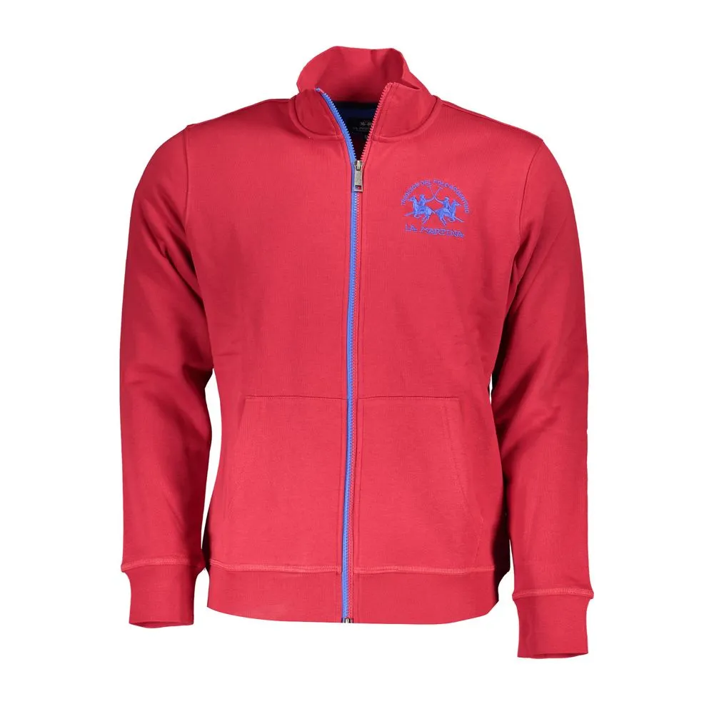 La Martina Men's Chic Pink Fleece Sweatshirt with Contrast Detailing