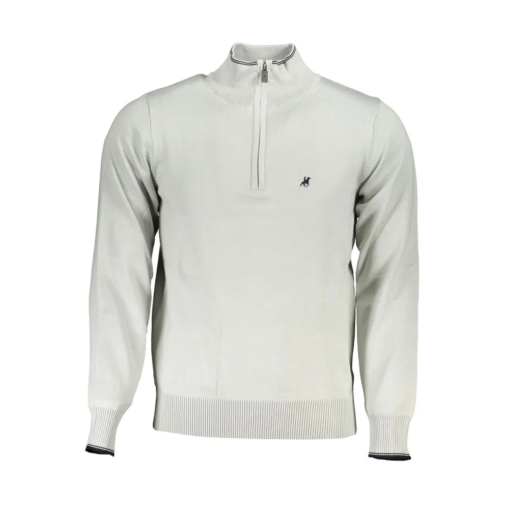 U.S. Grand Polo Men's Elegant Half Zip Sweater with Contrast Details