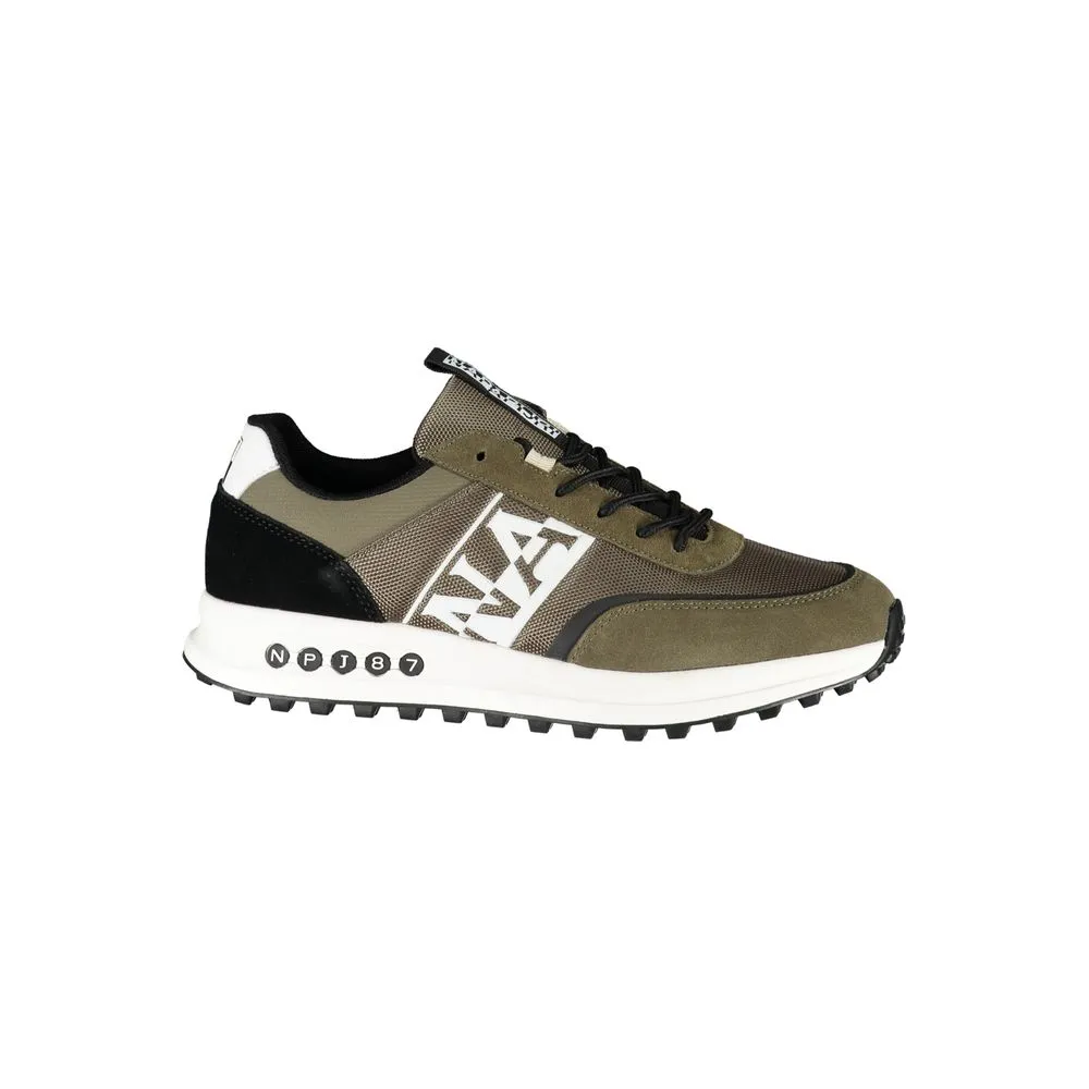 Napapijri Men's Trendy Green Laced Sports Sneakers
