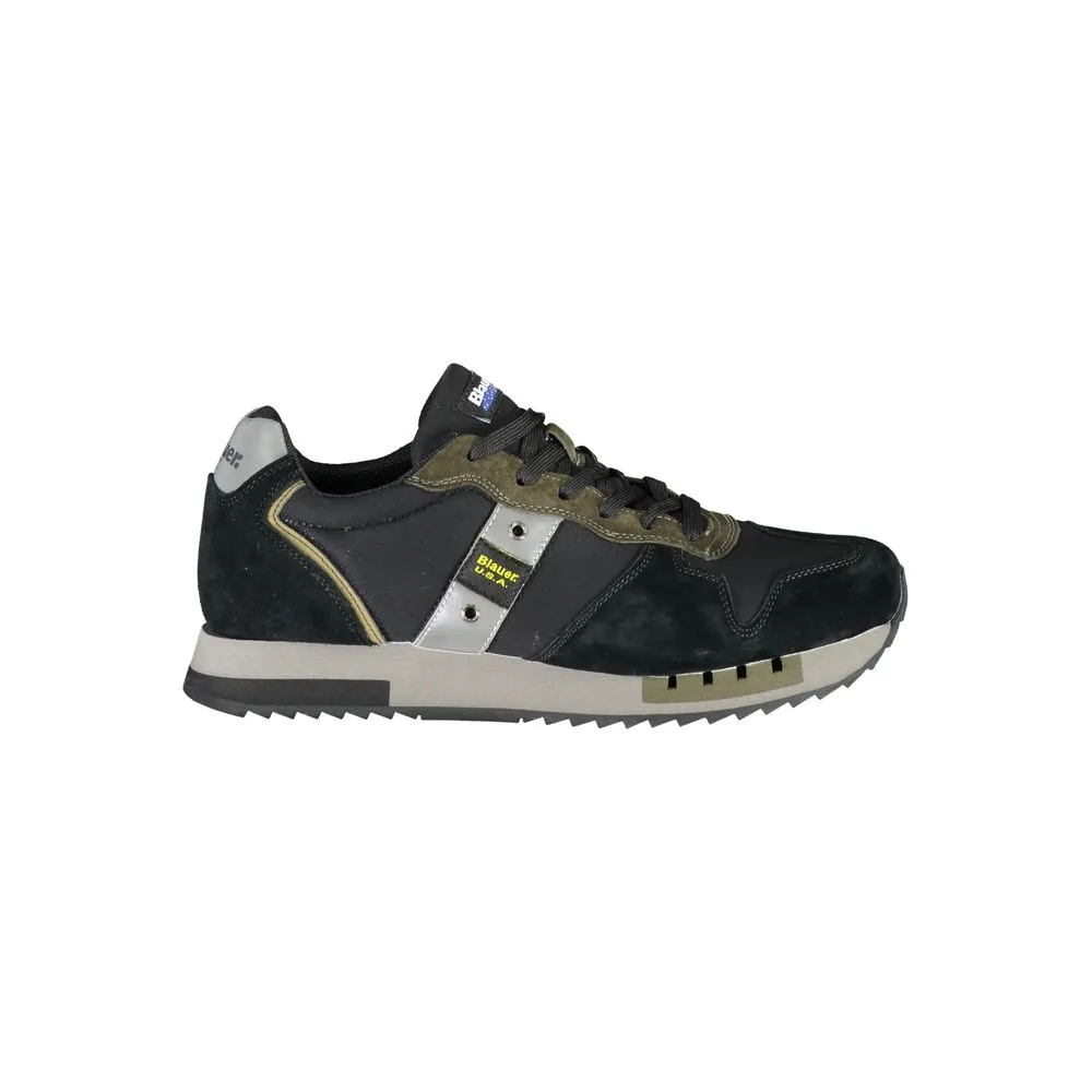 Blauer Men's Sleek Black Sports Sneakers with Contrast Accents