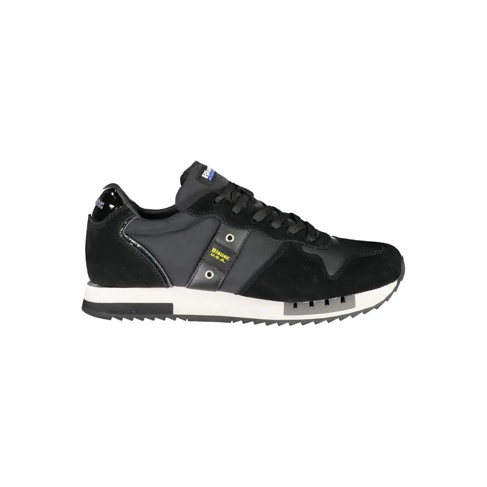 Blauer Men's Chic Black Lace-up Sneakers with Contrast Detail