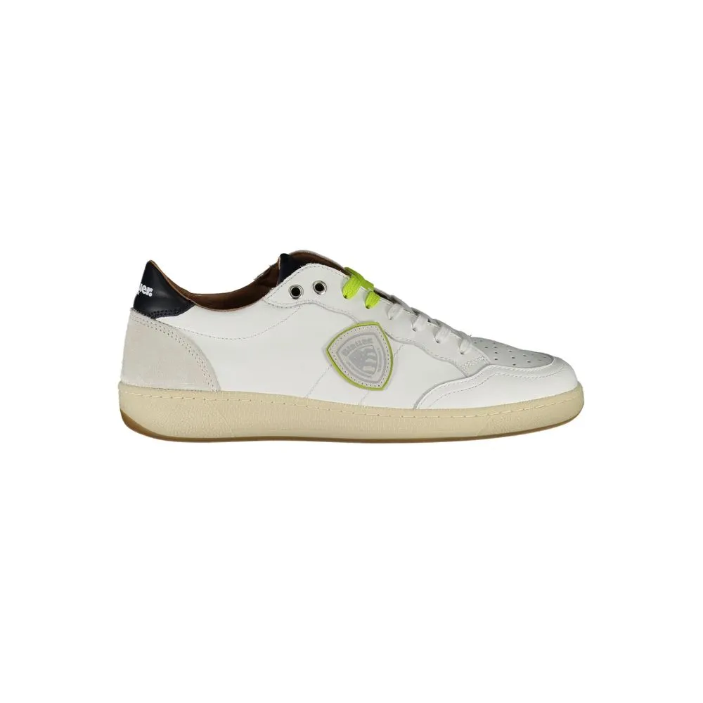 Blauer Men's Sleek White Sneakers with Contrast Accents