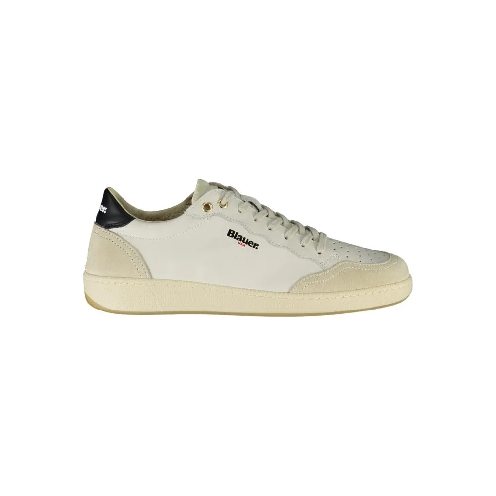 Blauer Men's Sleek White Sneakers with Contrast Accents