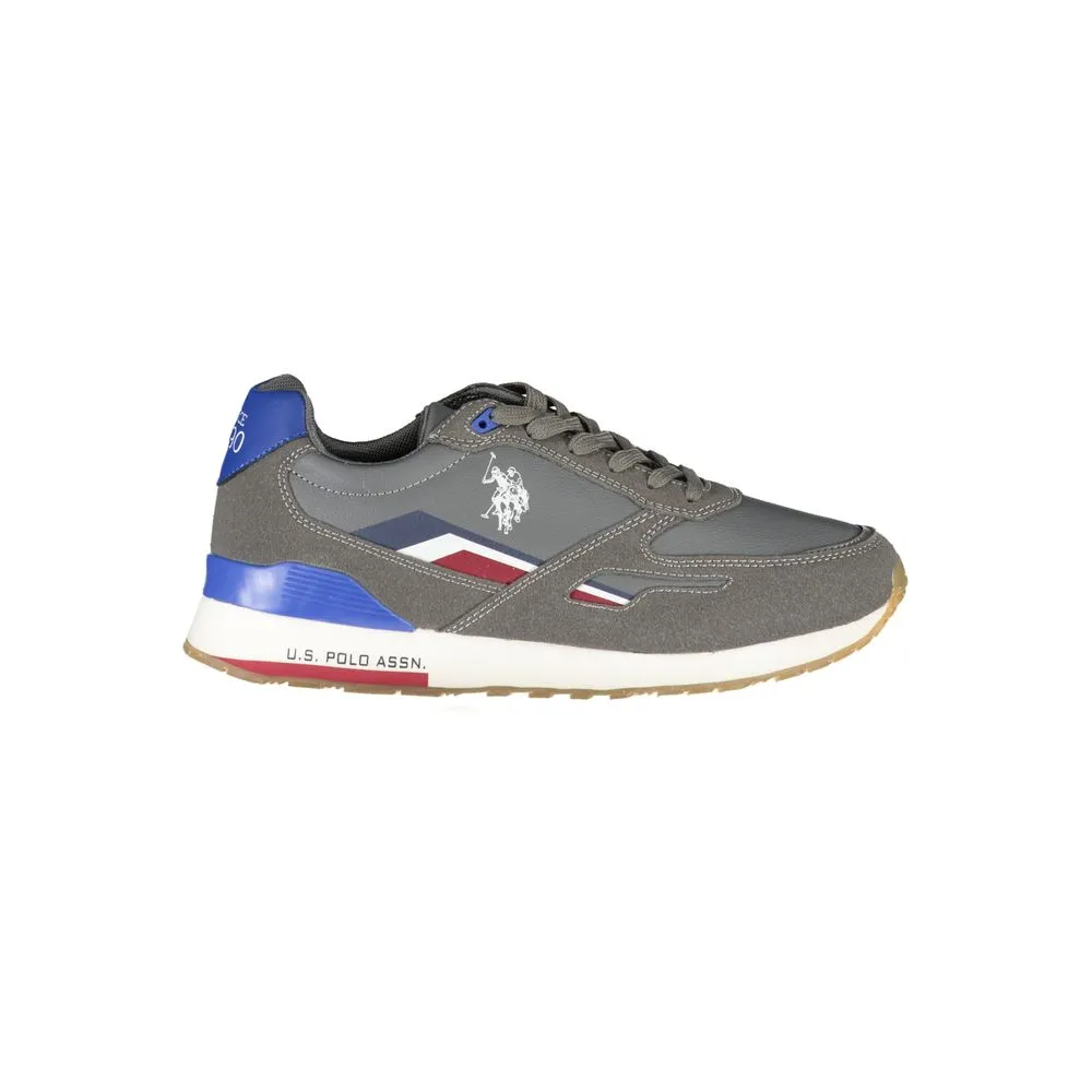 U.S. POLO ASSN. Men's Grey Lace-Up Sports Sneakers with Contrast Details