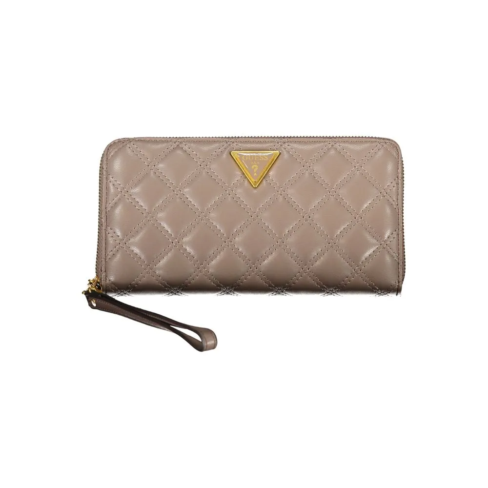 Guess Jeans Women's Elegant Beige Zip Wallet with Chic Detailing
