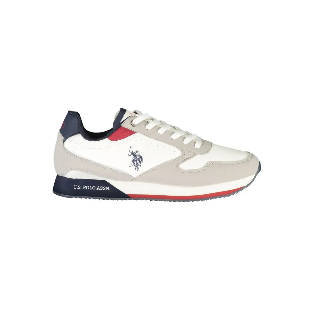 U.S. POLO ASSN. Men's Sleek White Sneakers with Contrast Detailing