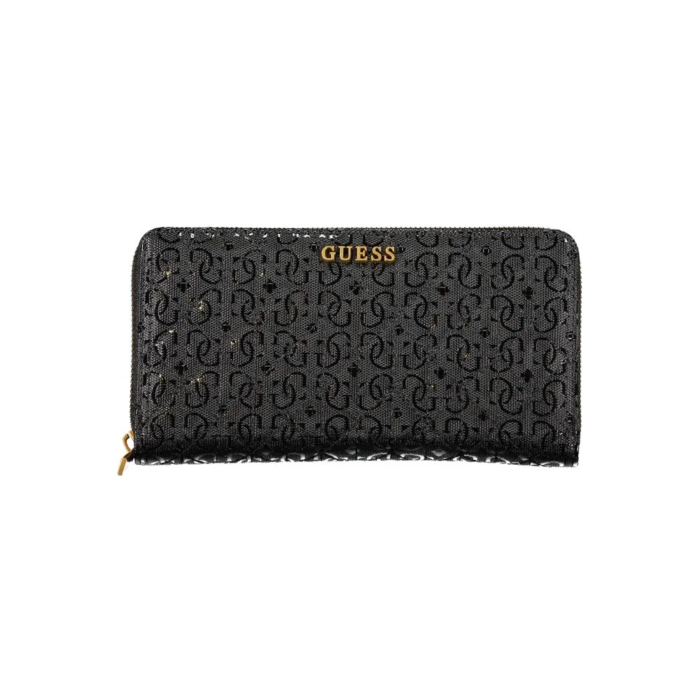 Guess Jeans Women's Elegant Black Polyethylene Wallet with Zip Closure