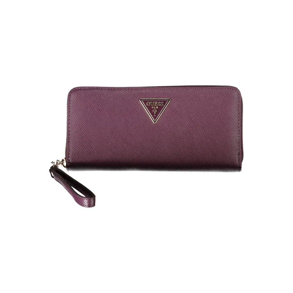 Guess Jeans Women's Elegant Purple Zip Closure Wallet with Logo Detail