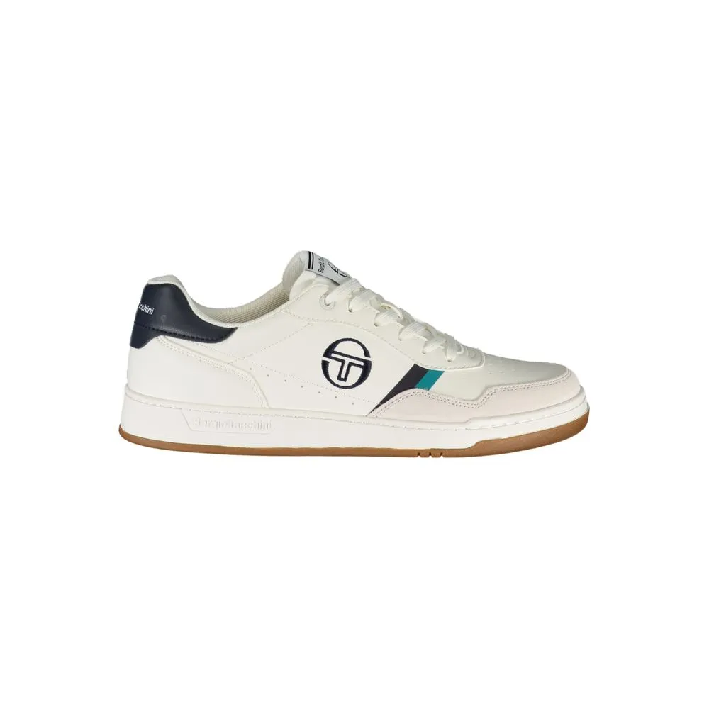 Sergio Tacchini Men's Sleek White Sneakers with Contrast Embroidery