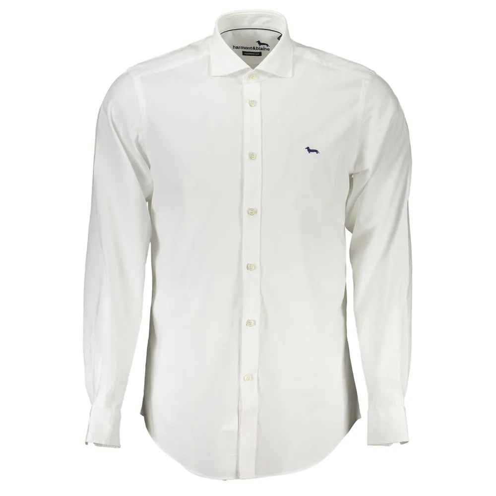 Harmont & Blaine Men's Elegant White Narrow Fit Long Sleeve Shirt